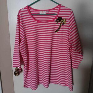 Quacker Factory woman's top with Palm tree Size 1X